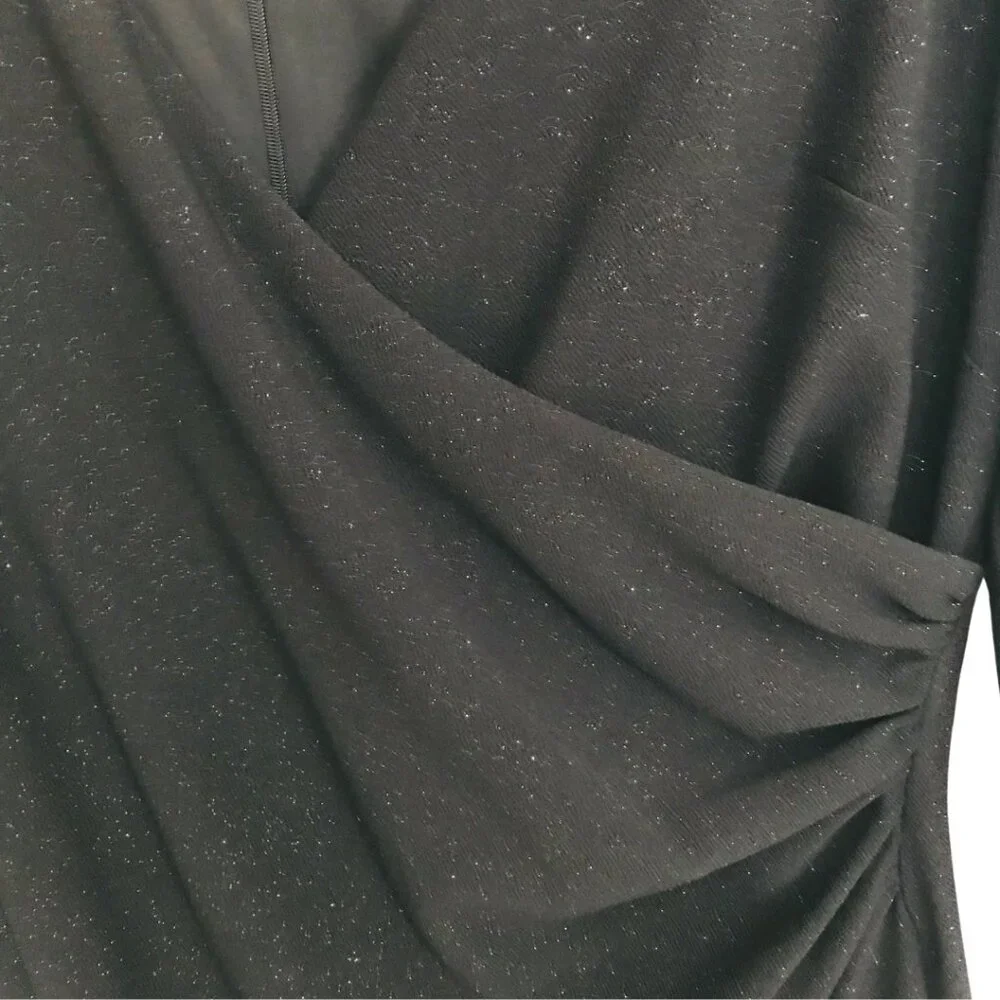 American Living Women’s Black Sparkle Faux Wrap Dress Size 14 NWT - Picture 5 of 6